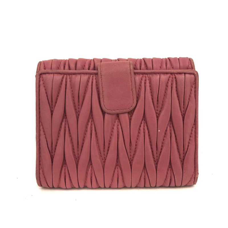 Miu Logo Gather Leather Bifold Wallet