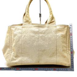 Prada Hand Bag Beige Canvas