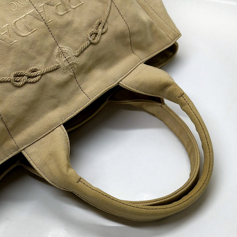 Prada Hand Bag Beige Canvas