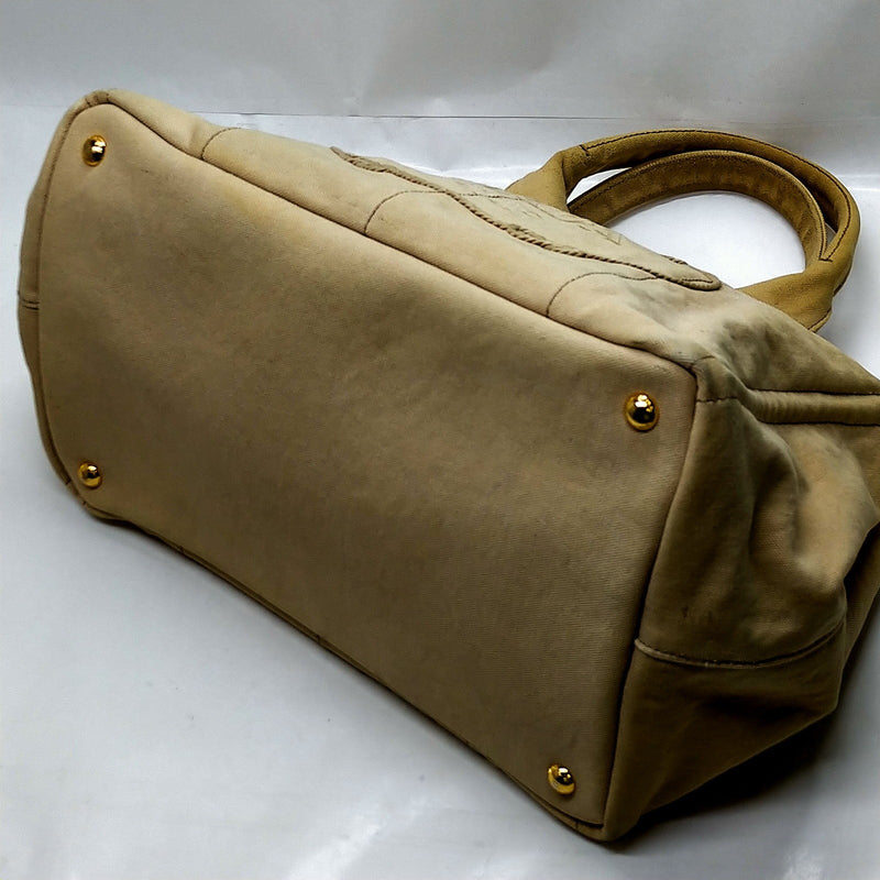 Prada Hand Bag Beige Canvas