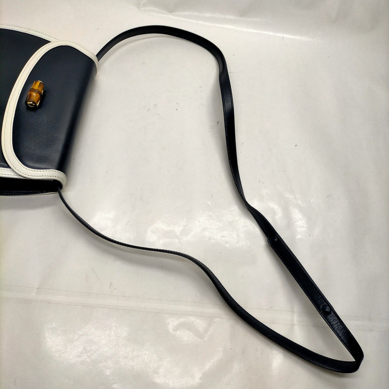 Gucci Shoulder Bag Navy Blue Leather
