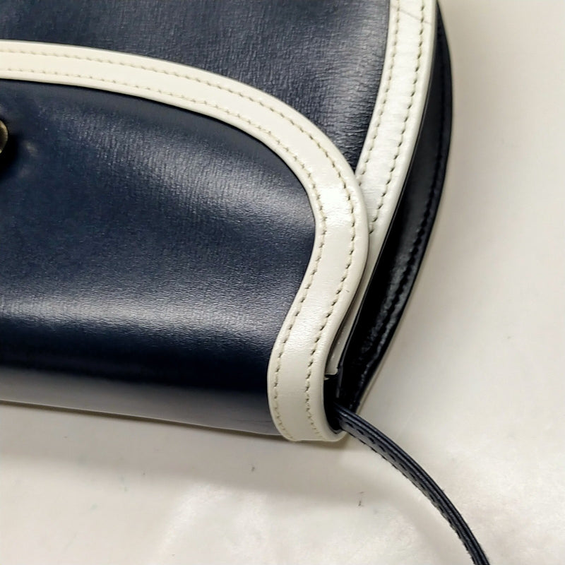 Gucci Shoulder Bag Navy Blue Leather
