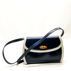 Gucci Shoulder Bag Navy Blue Leather