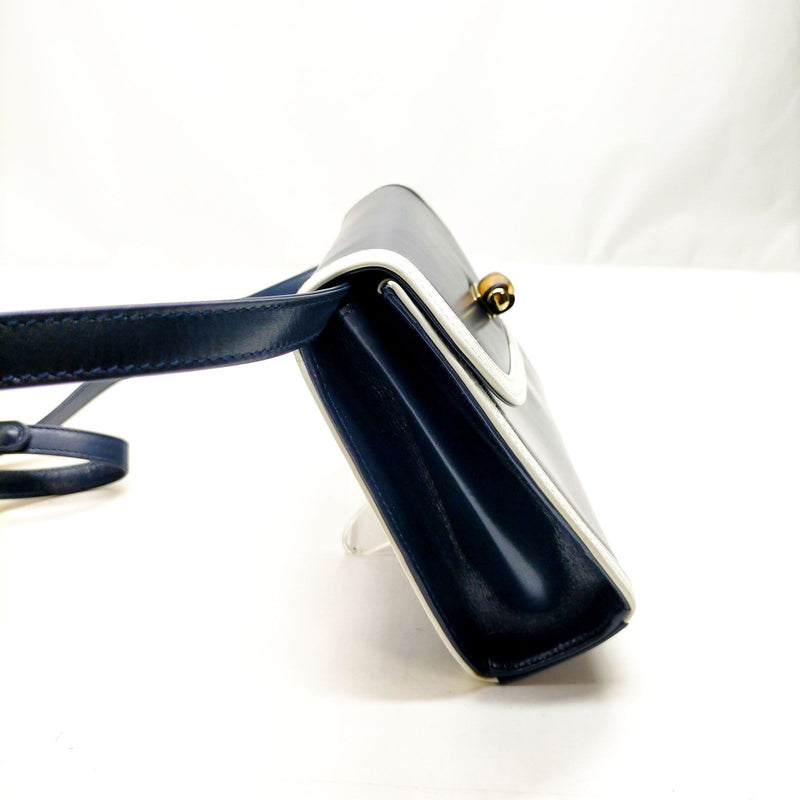 Gucci Shoulder Bag Navy Blue Leather