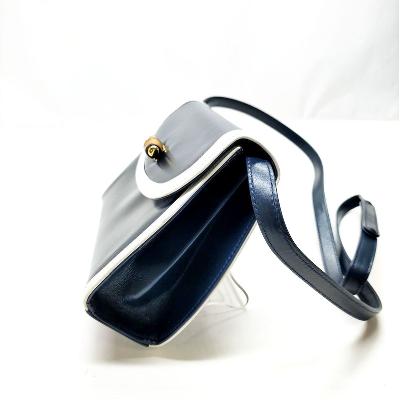 Gucci Shoulder Bag Navy Blue Leather