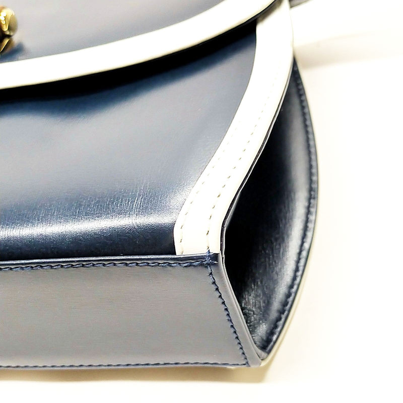 Gucci Shoulder Bag Navy Blue Leather