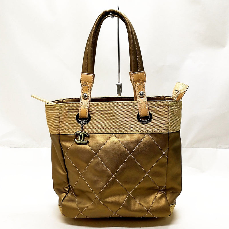 Chanel Hand Bag Gold Coated Canvas