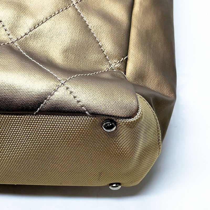 Chanel Hand Bag Gold Coated Canvas