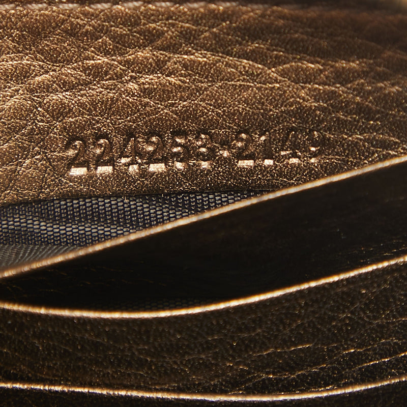 Gucci Metallic Leather Bamboo Tassel Zip