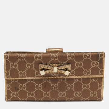 Gucci Gold/Brown Gg Fabric And Leather