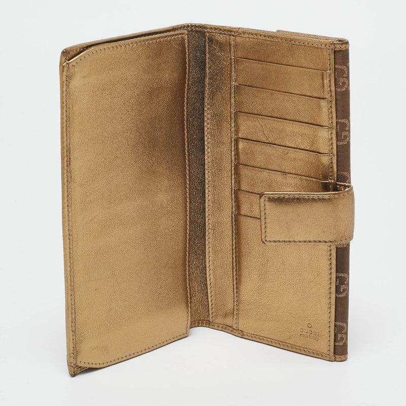 Gucci Gold/Brown Gg Fabric And Leather