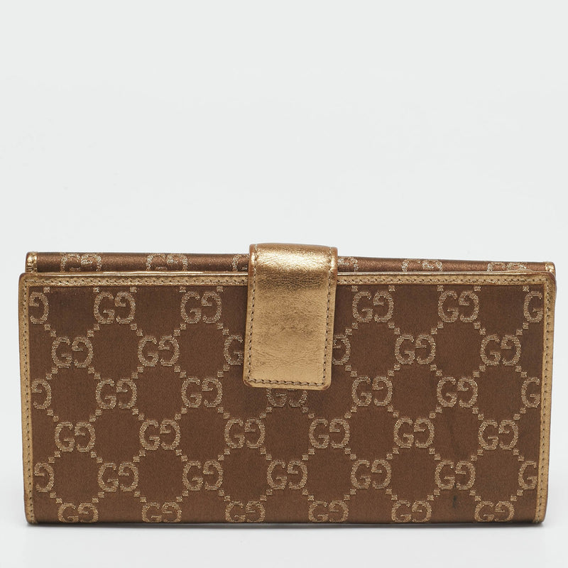 Gucci Gold/Brown Gg Fabric And Leather