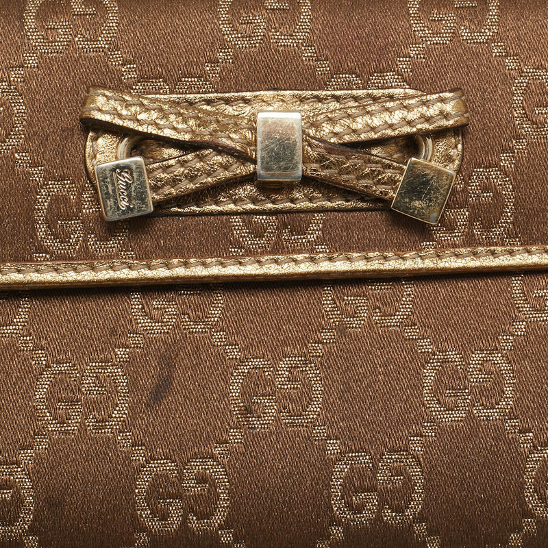 Gucci Gold/Brown Gg Fabric And Leather