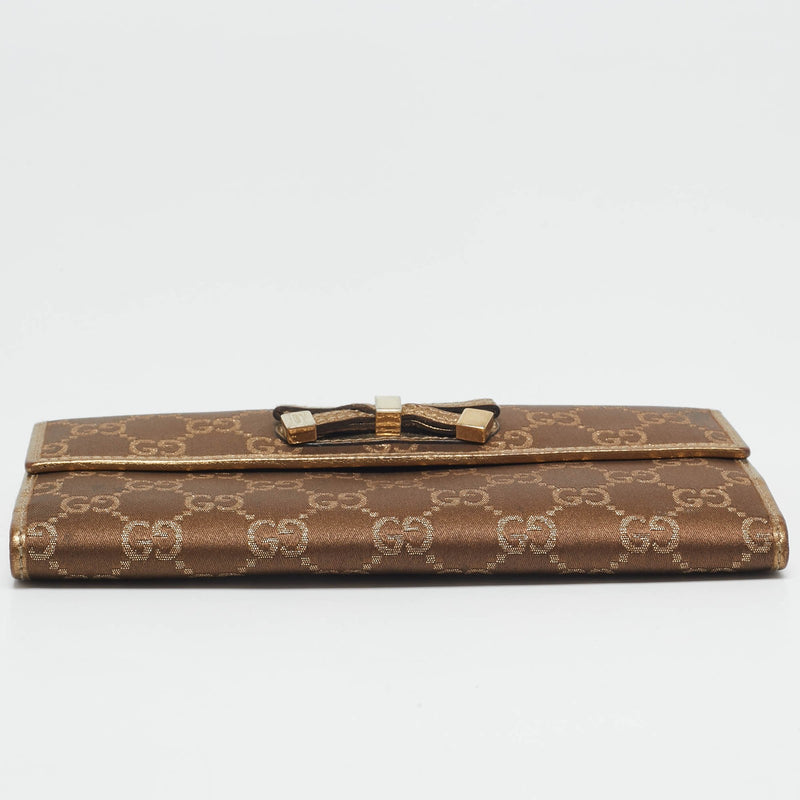 Gucci Gold/Brown Gg Fabric And Leather