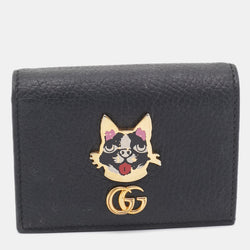 Gucci Black Leather Gg Marmont Bosco