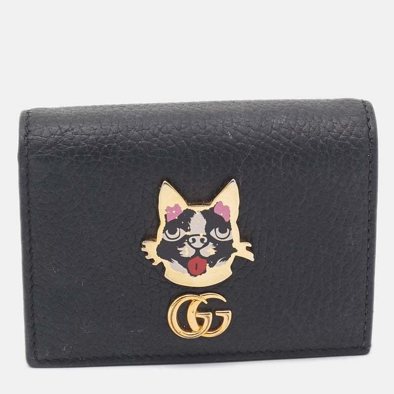 Gucci Black Leather Gg Marmont Bosco
