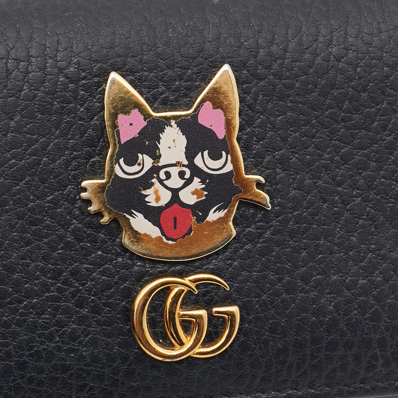 Gucci Black Leather Gg Marmont Bosco