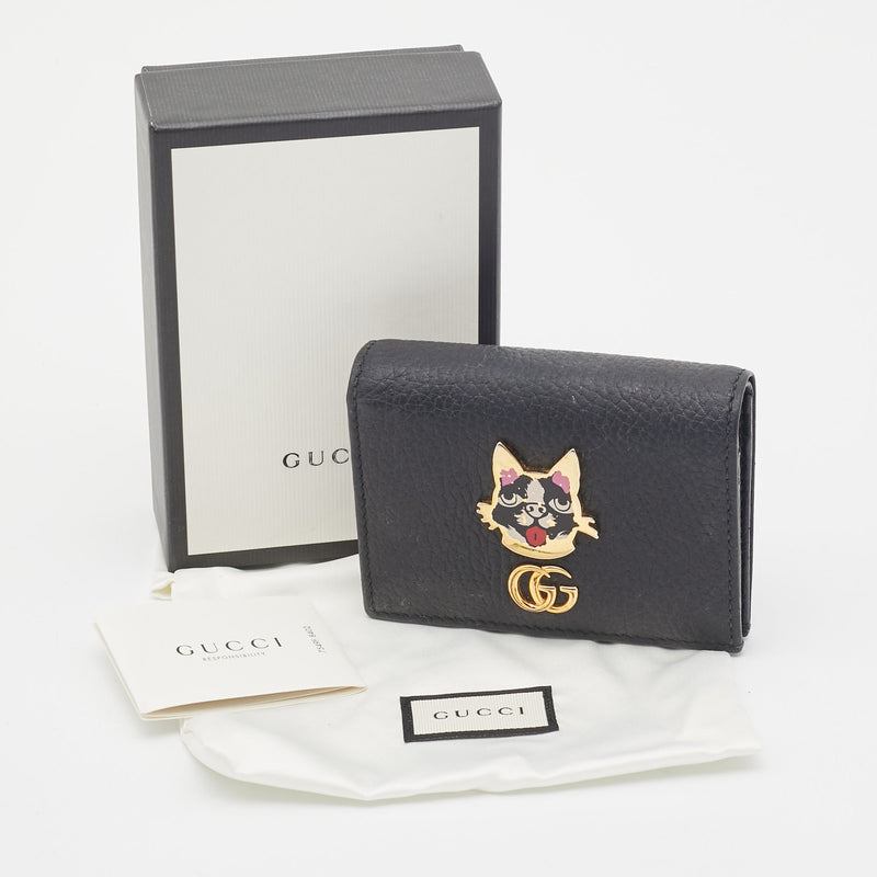 Gucci Black Leather Gg Marmont Bosco