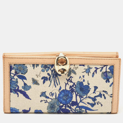Gucci Blue/Beige Floral Print Canvas And