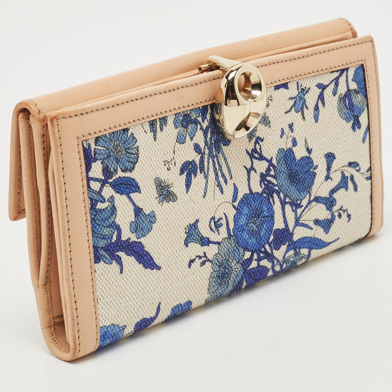 Gucci Blue/Beige Floral Print Canvas And