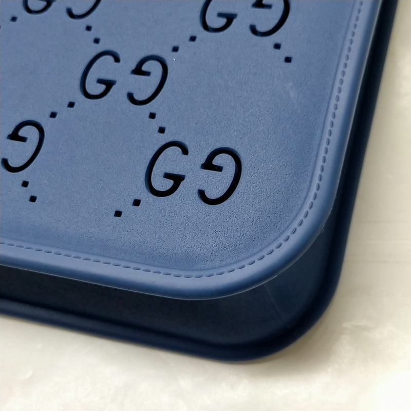 Gucci Hand Bag Navy Blue Rubber