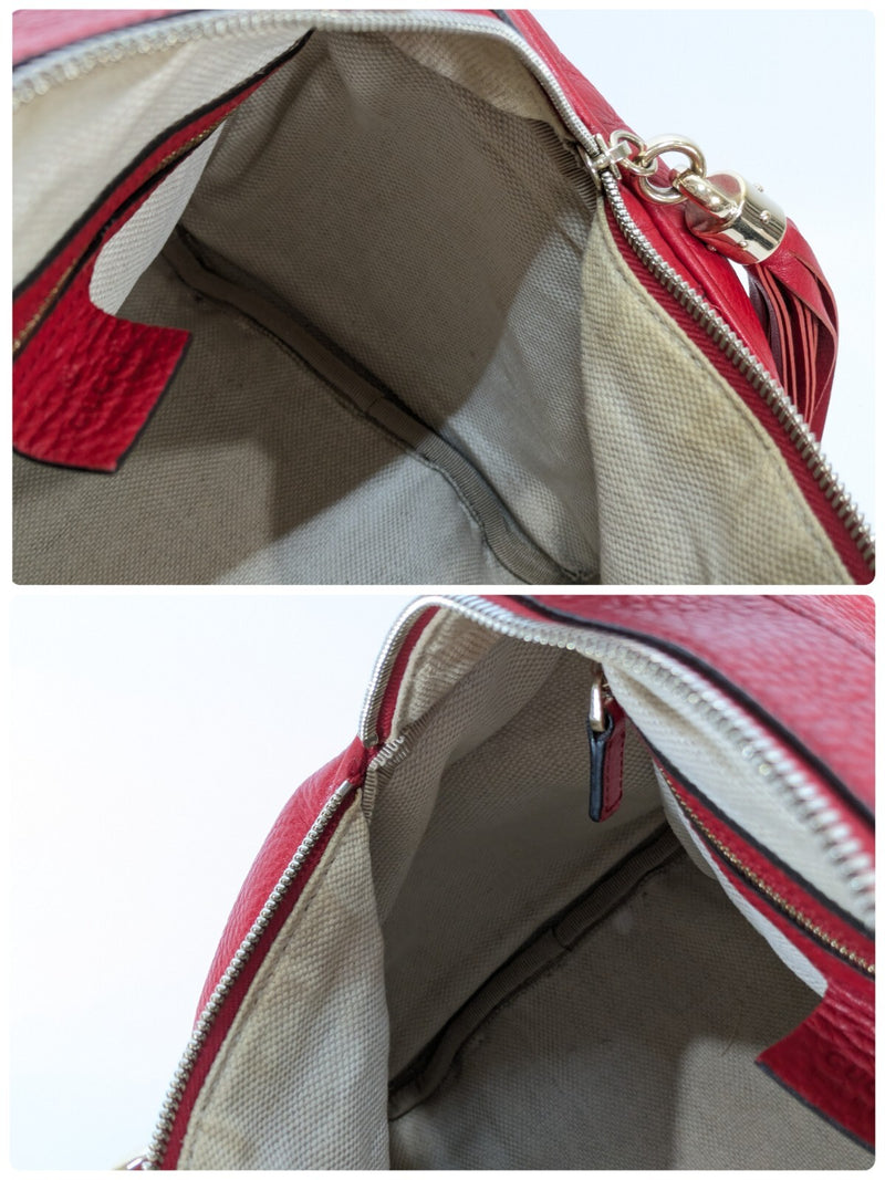 Gucci Soho Red Leather Tassle Boston Bag