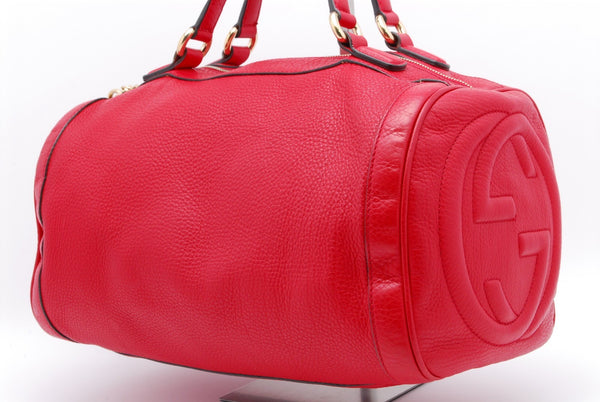 Gucci Soho Red Leather Tassle Boston Bag
