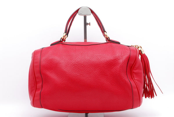Gucci Soho Red Leather Tassle Boston Bag