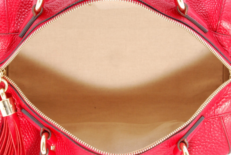 Gucci Soho Red Leather Tassle Boston Bag