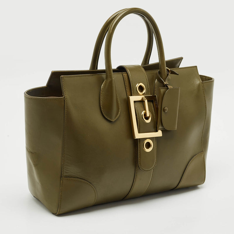 Gucci Olive Green Leather Lady Buckle
