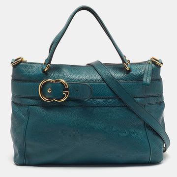 Gucci Dark Green Leather Gg Ride Tote