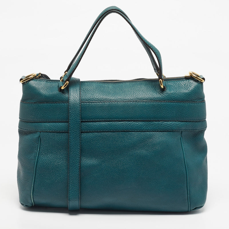 Gucci Dark Green Leather Gg Ride Tote