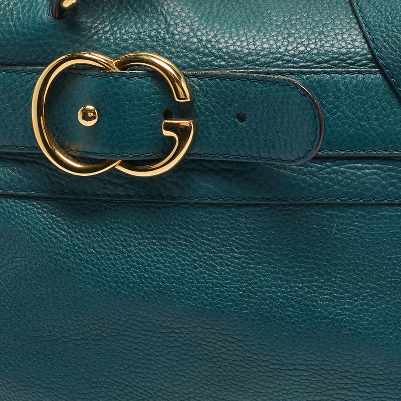 Gucci Dark Green Leather Gg Ride Tote