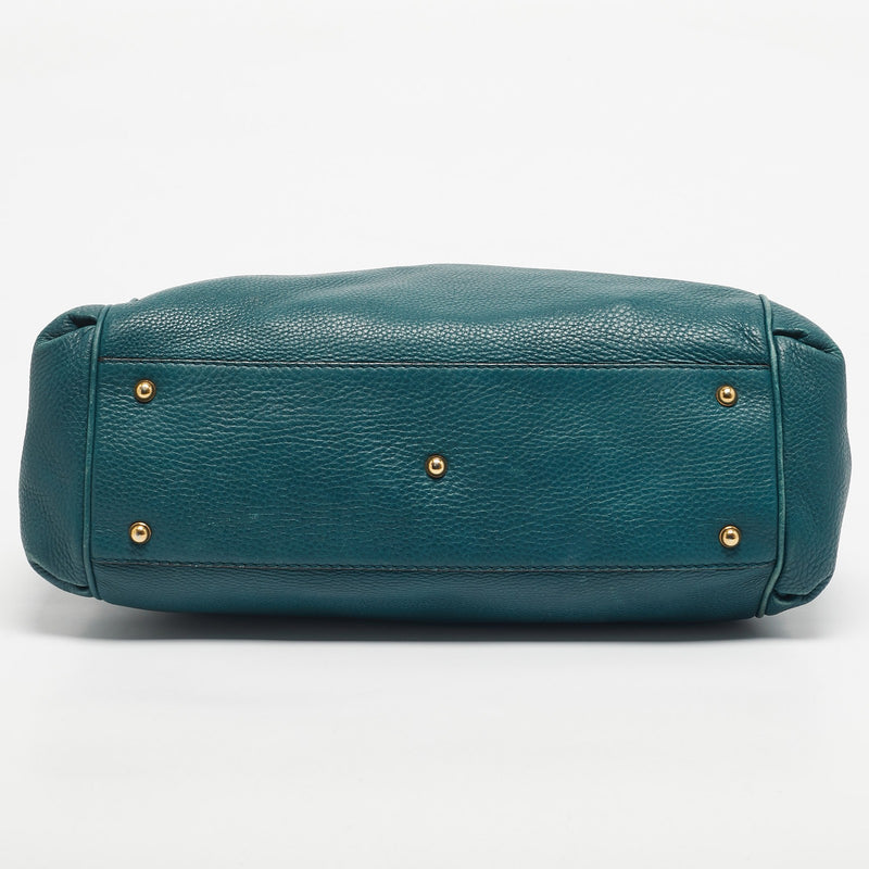 Gucci Dark Green Leather Gg Ride Tote