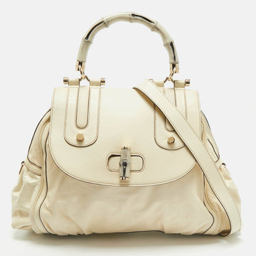 Gucci Cream Leather Pop Bamboo Top