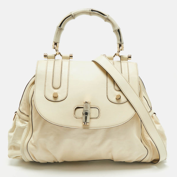Gucci Cream Leather Pop Bamboo Top