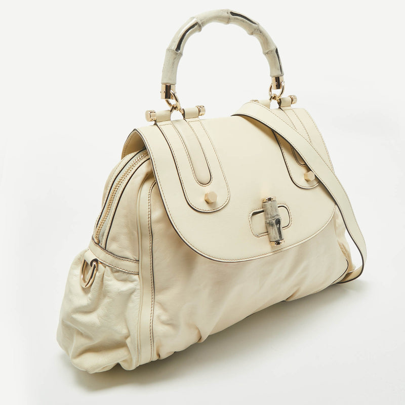 Gucci Cream Leather Pop Bamboo Top