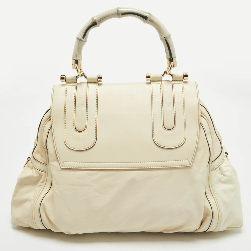 Gucci Cream Leather Pop Bamboo Top