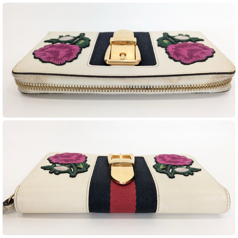 Gucci Sylvie Wallet Zippy Leather Sherry