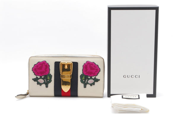 Gucci Sylvie Wallet Zippy Leather Sherry