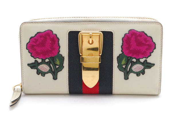 Gucci Sylvie Wallet Zippy Leather Sherry