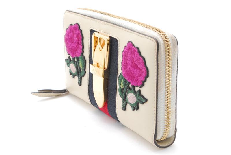 Gucci Sylvie Wallet Zippy Leather Sherry