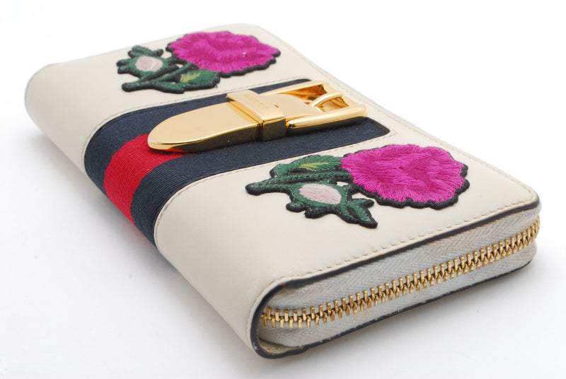 Gucci Sylvie Wallet Zippy Leather Sherry