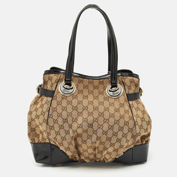 Gucci Black/Beige Gg Canvas/Patent