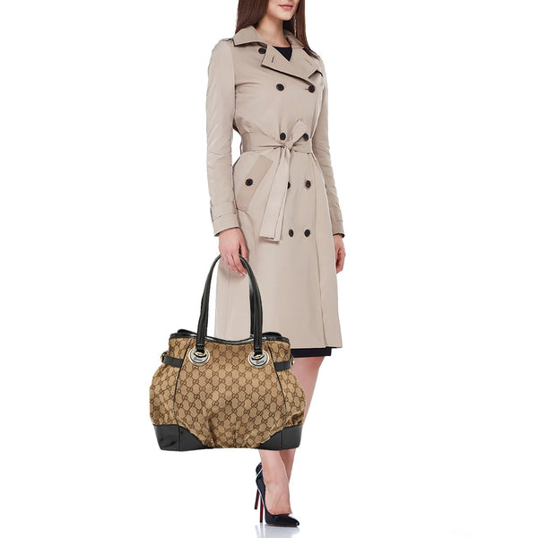 Gucci Black/Beige Gg Canvas/Patent