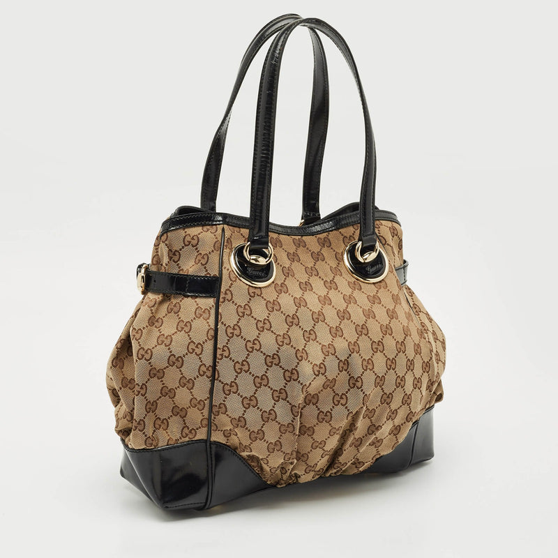 Gucci Black/Beige Gg Canvas/Patent