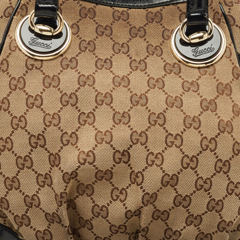 Gucci Black/Beige Gg Canvas/Patent