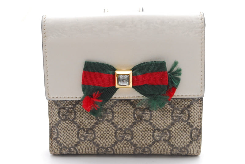 Gucci Wallet Purse Bifold Ribbon Ivory