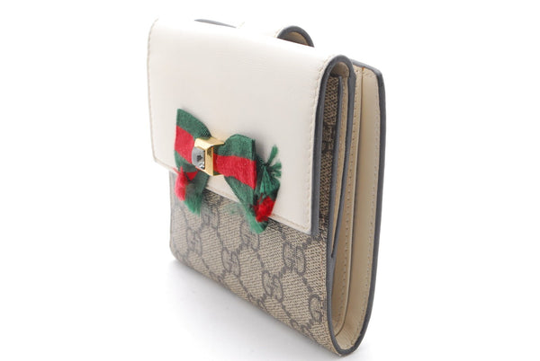 Gucci Wallet Purse Bifold Ribbon Ivory