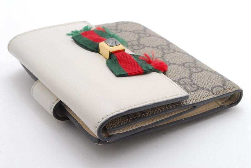 Gucci Wallet Purse Bifold Ribbon Ivory